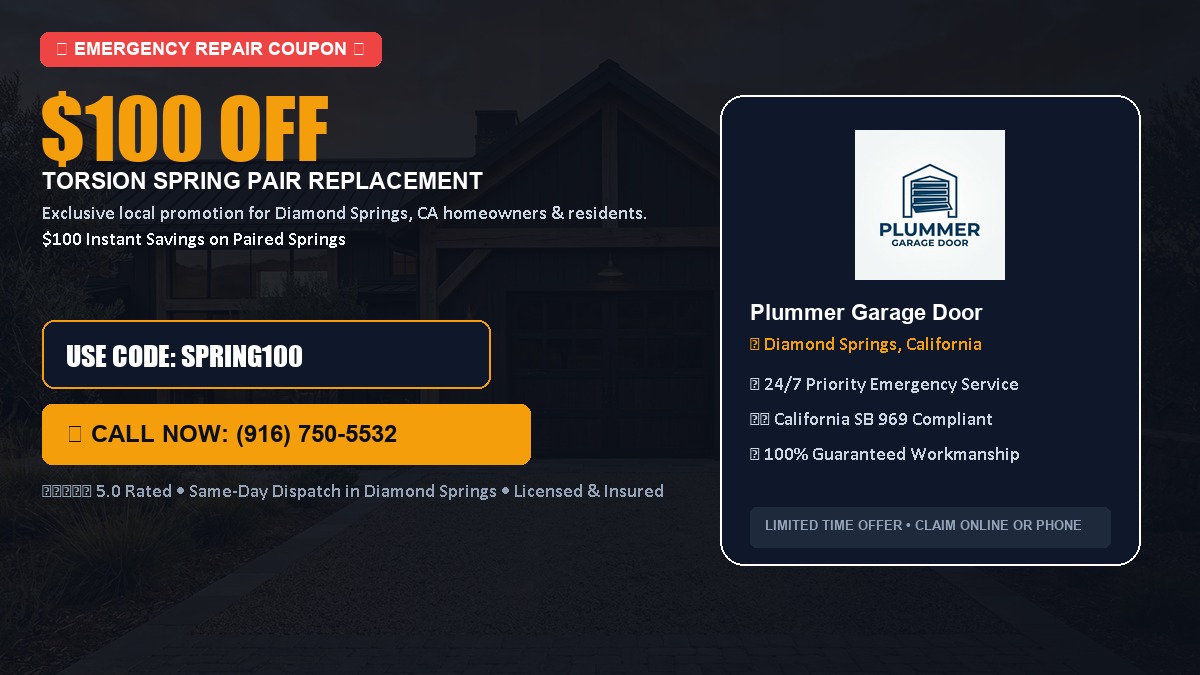 $100 OFF Heavy-Duty Torsion Spring Pair Replacement in Diamond Springs, CA
